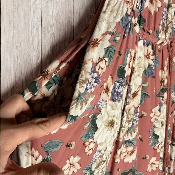 Torrid pink floral Midi dress with pockets - 1X - Picture 5 of 6